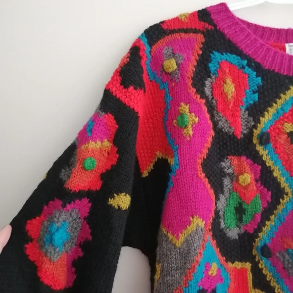 NWT Vintage Hand Made René Derhy Paris Wool Blend Embroidered Knit Sweater Small - Picture 5 of 16